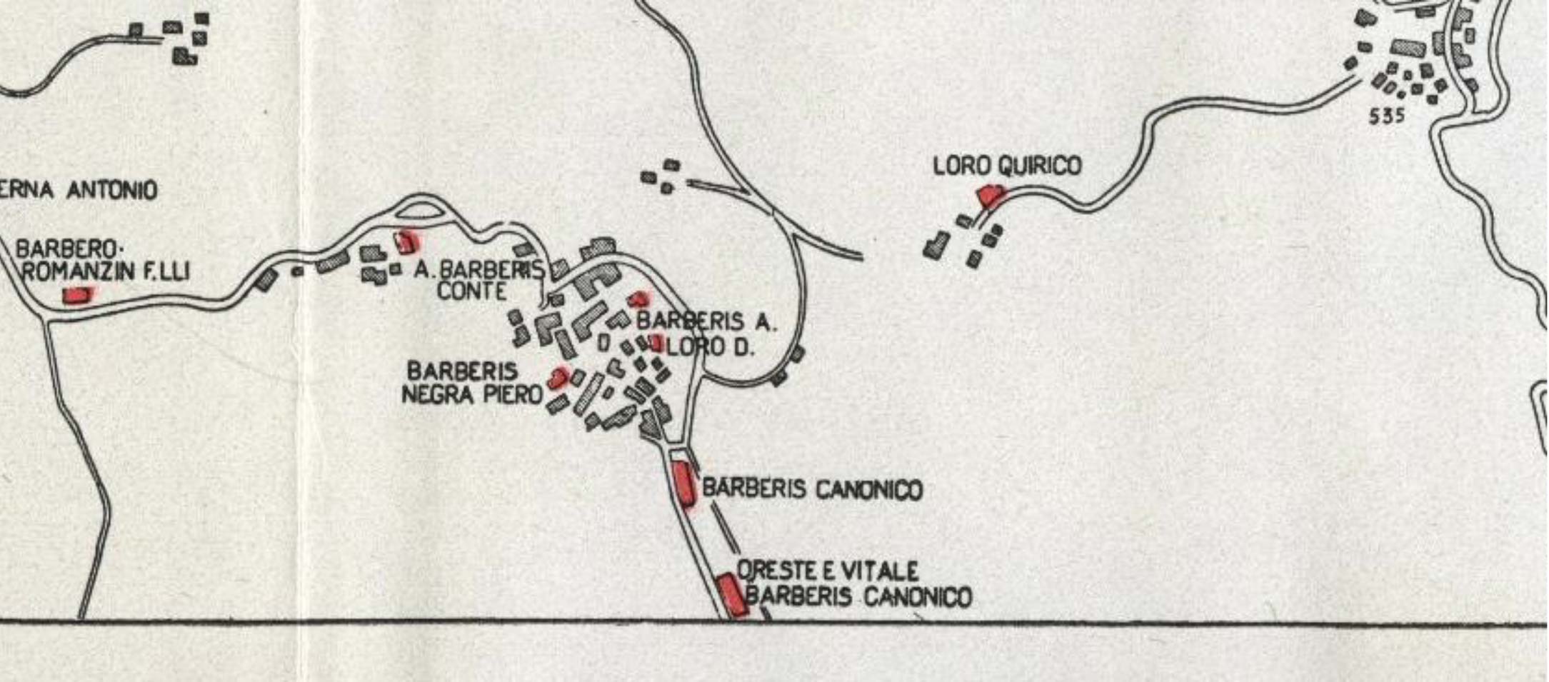 Photo représentant la carte tirée de l'“Annuario della Laniera” de 1934,